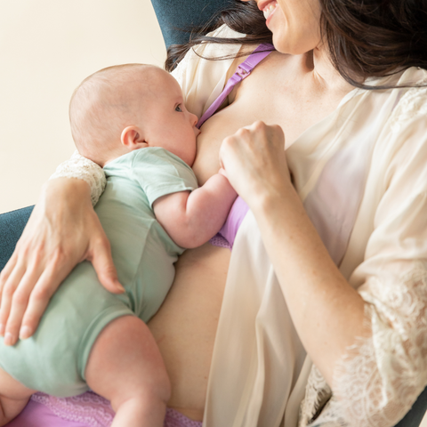 Koala breastfeeding position hold; breastfeeding position for reflux or moms with fast-flowing milk